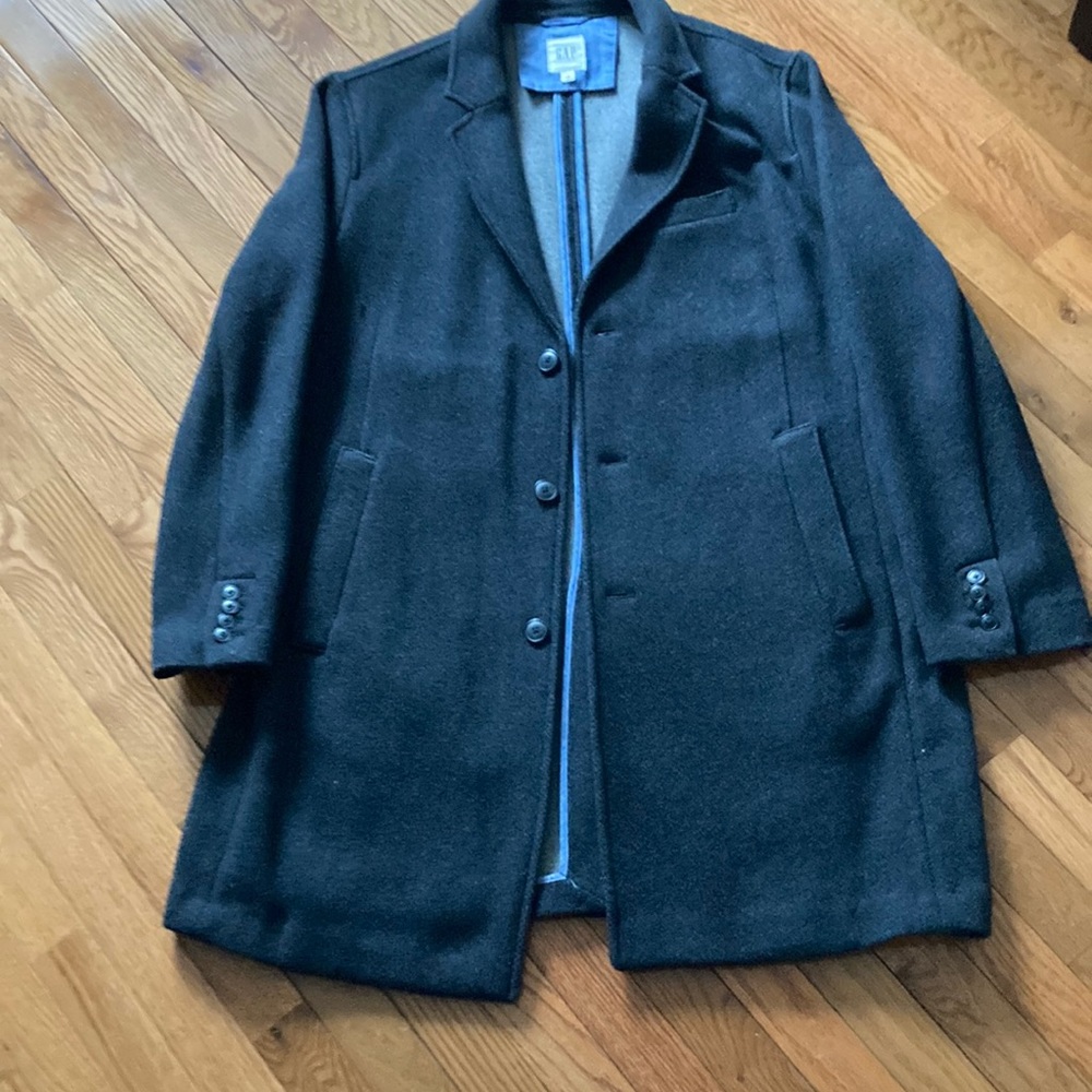 NEW GAP MENS XL WOOL OVERCOAT GRAY